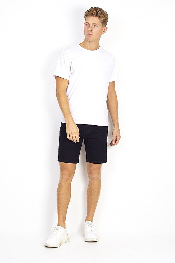 Washed Black Roll Up Hem Shorts