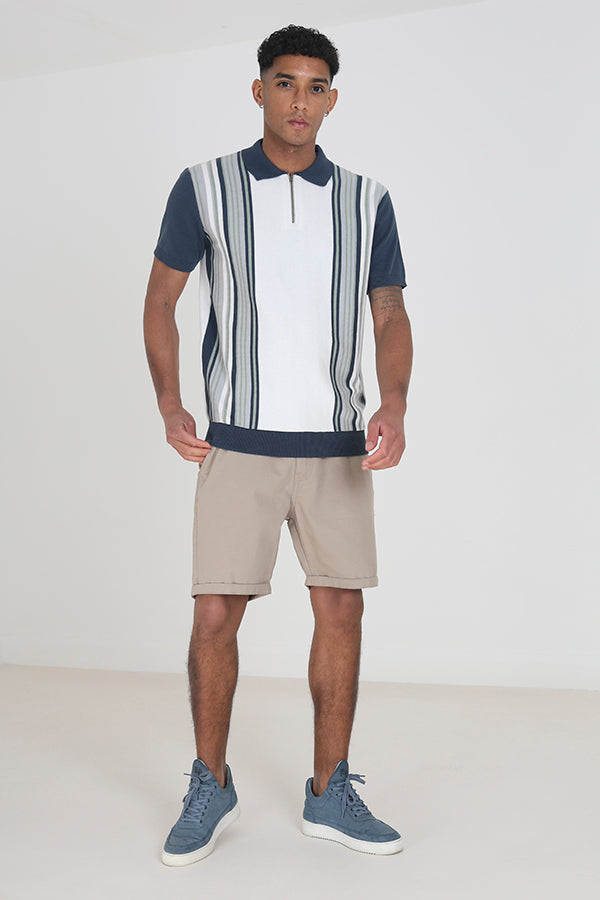 Dark Stone Chino Style Button Up Shorts