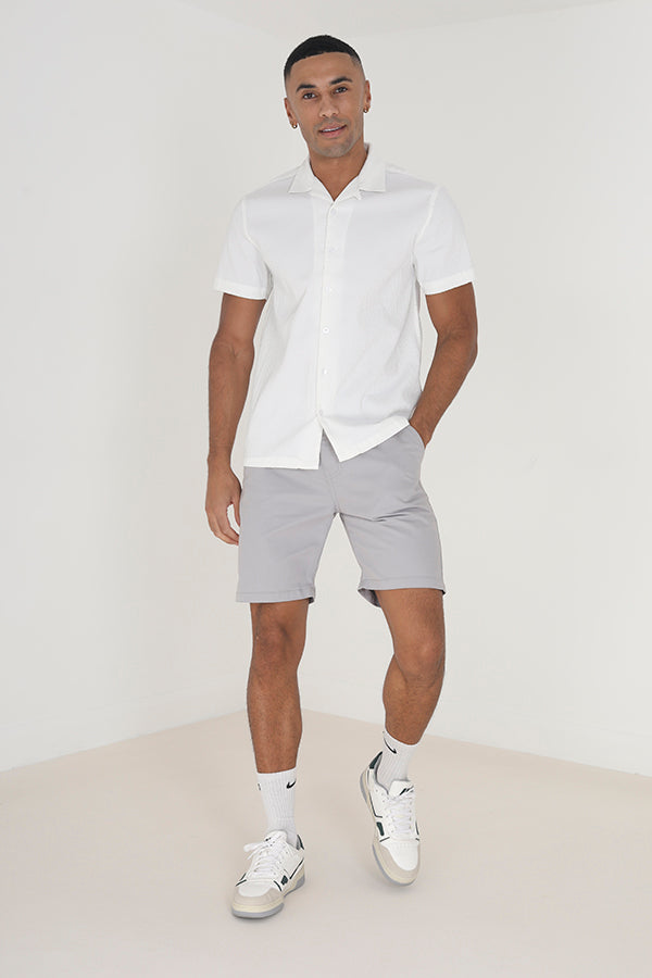 Grey Chino Style Button Up Shorts