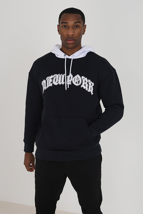 New York Oversized Contrast Hood Sweatshirt
