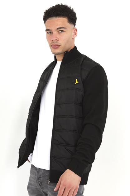 Black Quilted Funnel Neck Zip Through Sweatshirt
