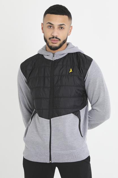 Silver/Grey Marl Quilted Panel Zip Through Hoodie