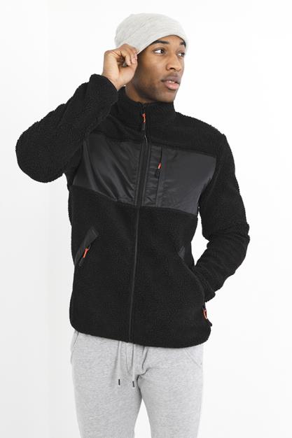 Jet Black Shell Panel Funnel Neck Sweatshirt