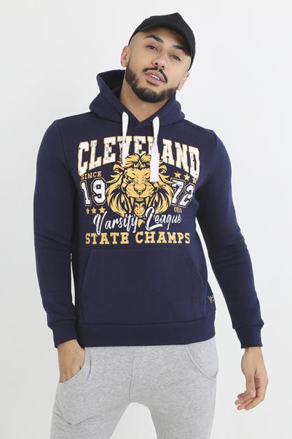 Chest Print Drawstring Detail Over Head Hoody