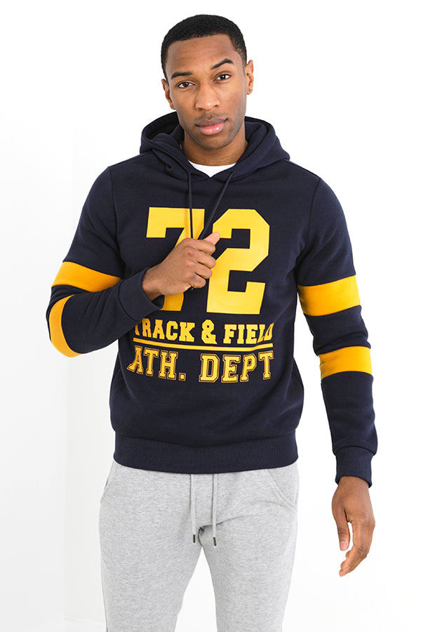 Contrast Print Striped Sleeve Over Head Hoody
