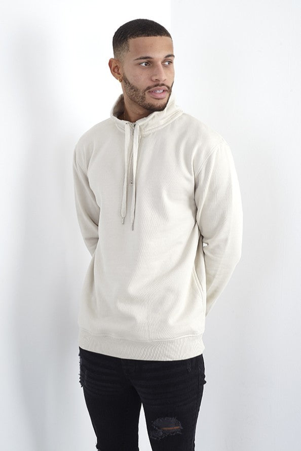 Plain Funnel Neck Fleece Zip Sweatshirt