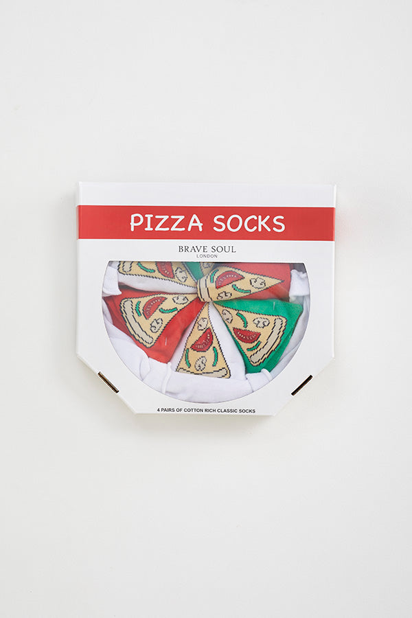 4 Pack Pizza Embridory Socks