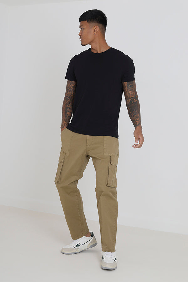 Stone Straight Leg Cotton Chino Trousers