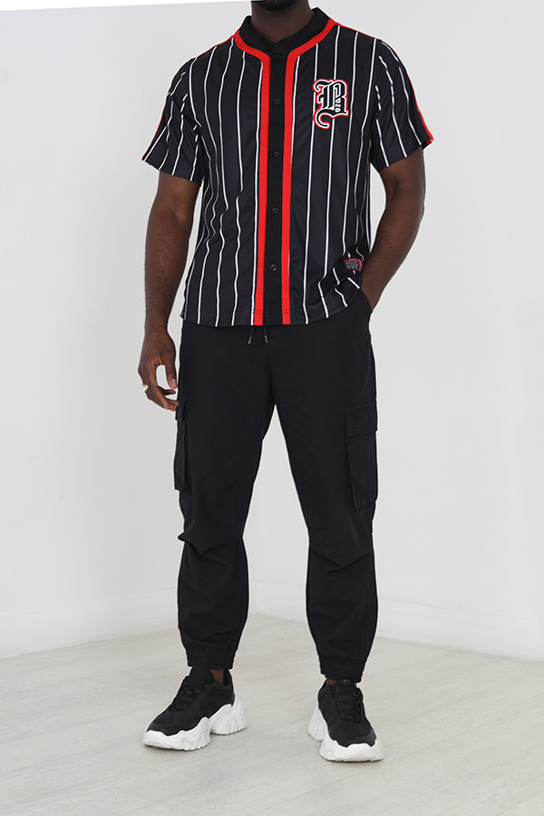 Black Cotton Poplin Elasticated Cargo Pants
