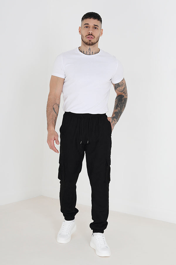 Faux Suede Cargo Cuff Pant