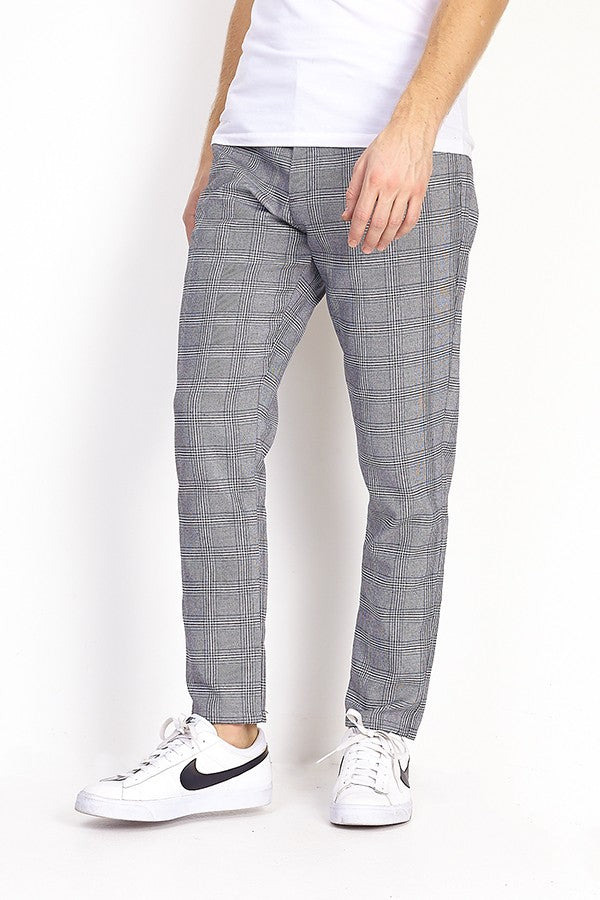 Yarn Dyed Checkered Straight Leg Trousers