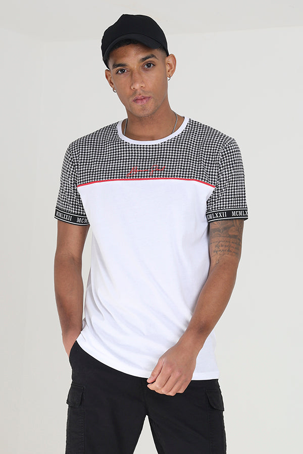 Contrast Cut And Sew Panel Short Sleeve T-Shirt