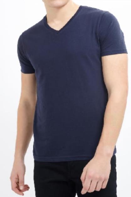 Short Sleeve V Neck T-Shirt 2X2 Rib Neck