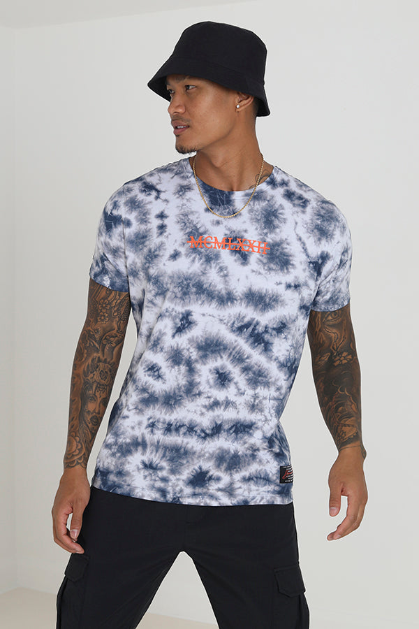 Blue Tie Dye Print Crew Neck T-Shirt
