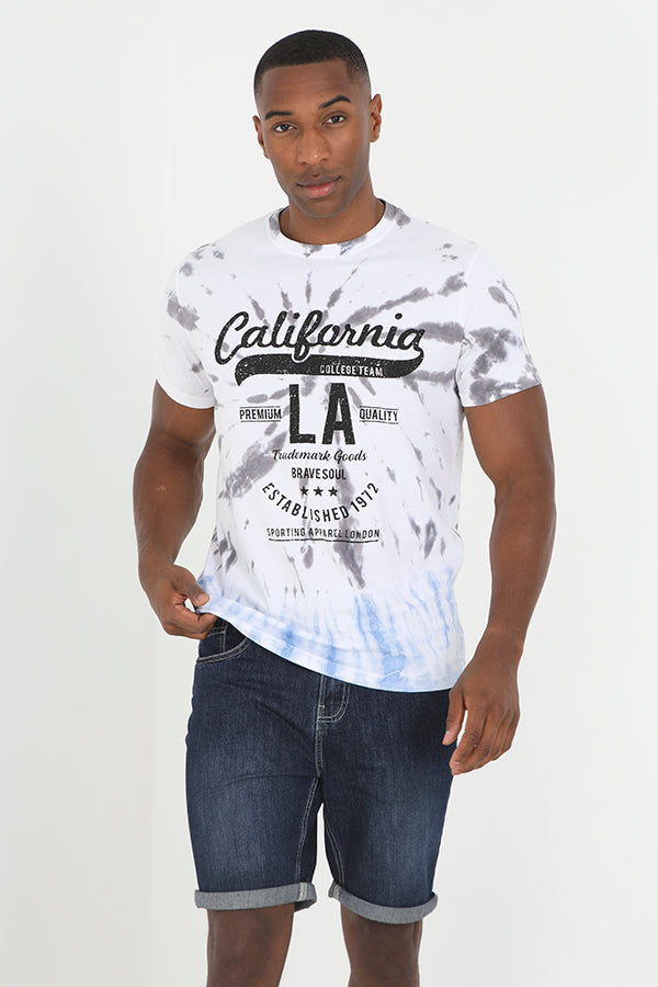 Tie Dye Short Sleeve Crew Neck Printed T Shirt
