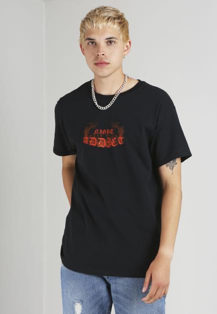 Night Addict Graphic Print Tee Front And Back Print