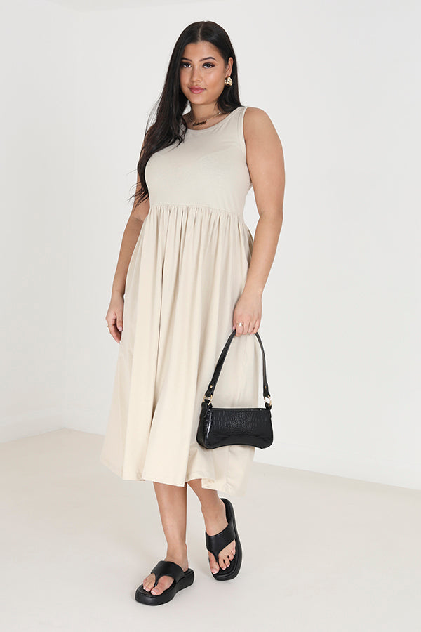 Plus Size Sleeveless Smock Style Midi Dress