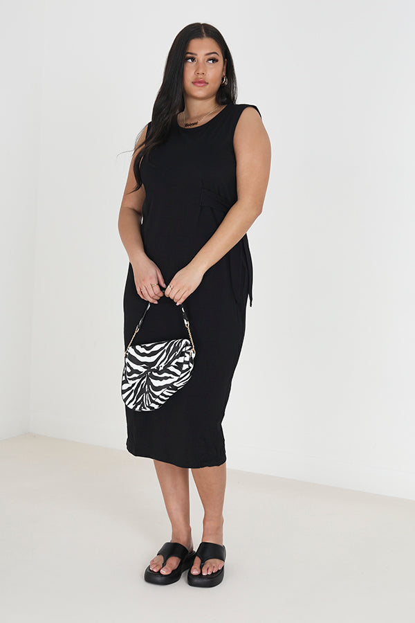 Plus Size Tie Waist Detail Sleeveless Midi Dress