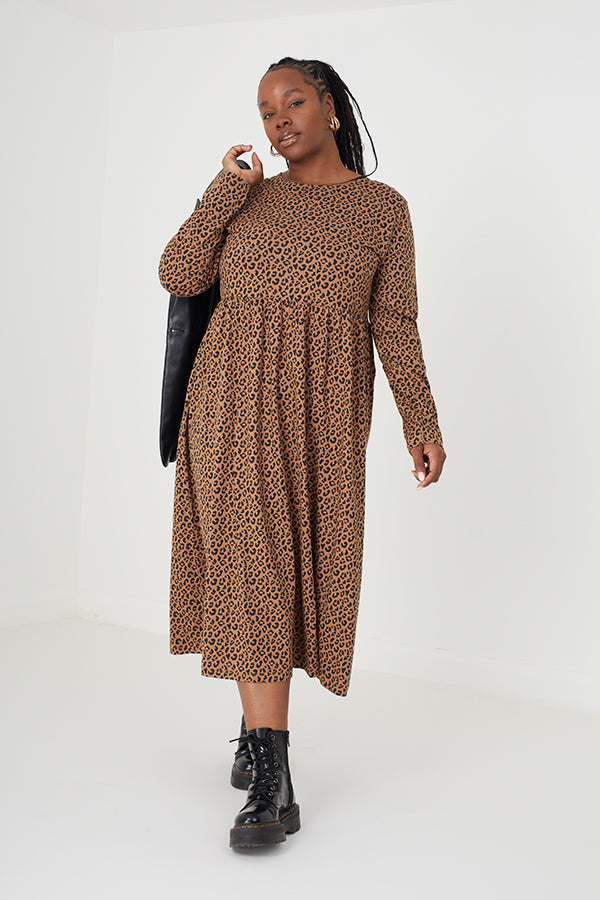Long Sleeve Smock Midi Dress