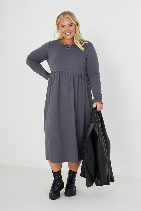 Long Sleeve Smock Midi Dress