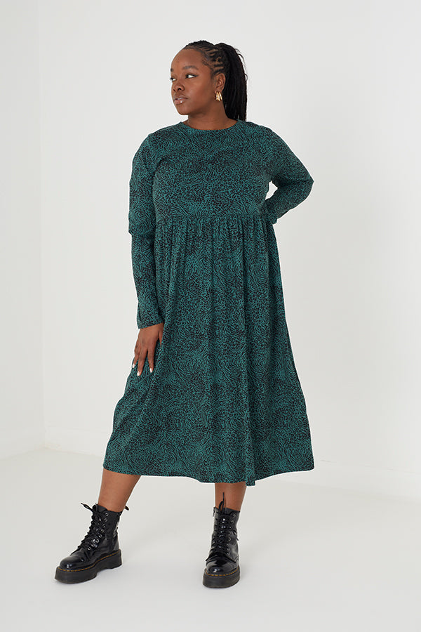 Long Sleeve Smock Midi Dress