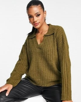 Brave Soul Plus Zulu V-Neck Polo Jumper