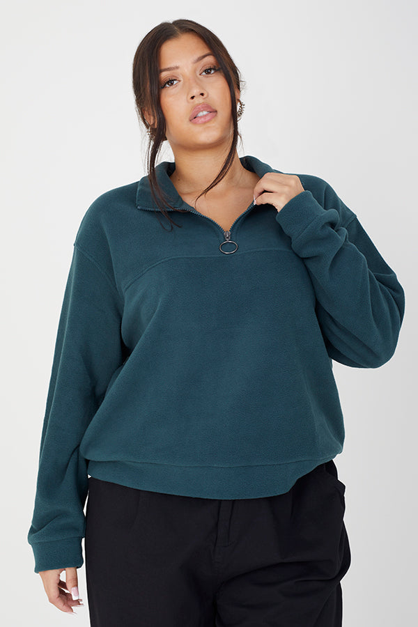 Mid Zip Fleece Sweat-Shirt