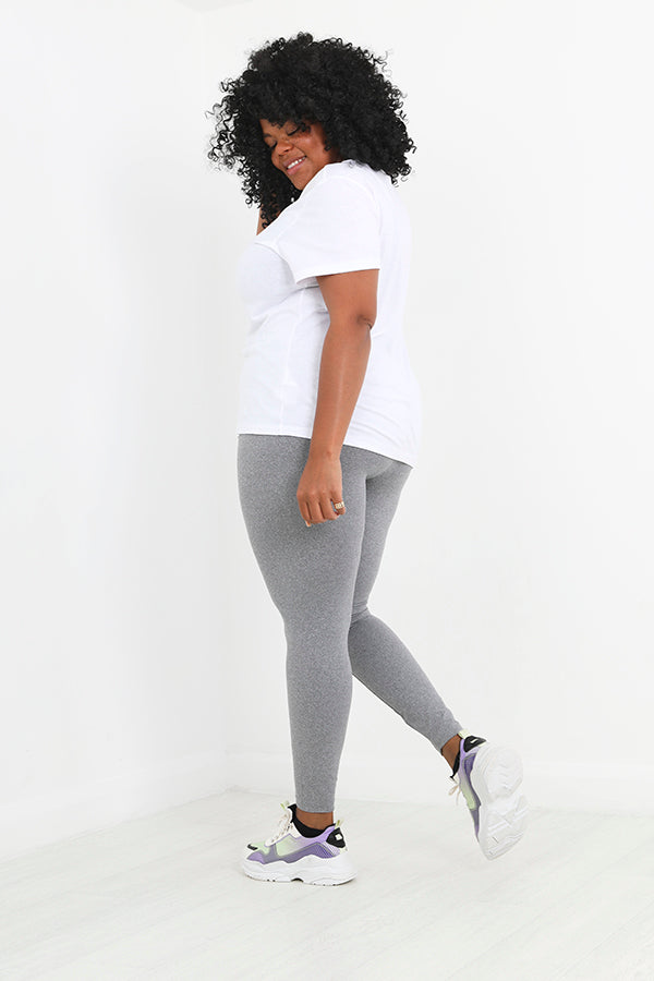 Plus Size Plain Grey Marl Slim Fit Leggings