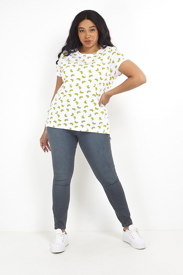Banana Print Plus Size Short Sleeve T-Shirt