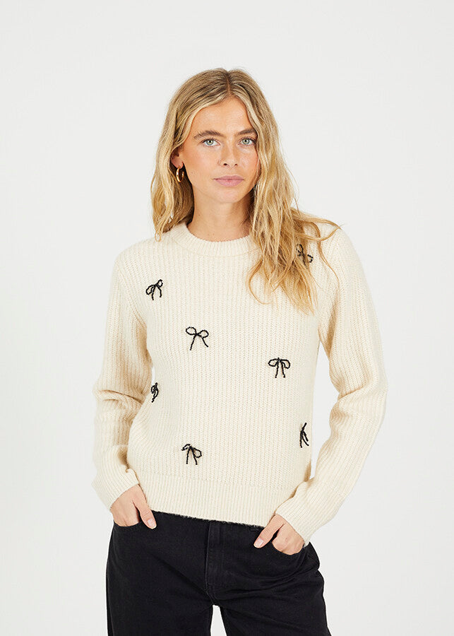LADIES FISHERMAN KNIT CREW NECK JUMPER