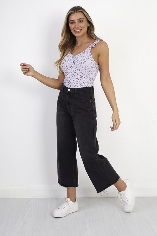 Lilac Ditsy Floral Lettuce Strap Bodysuit