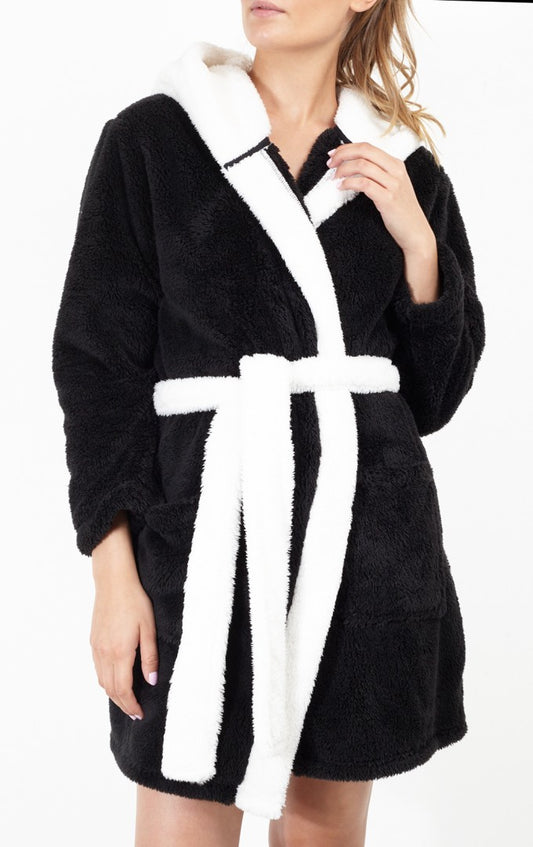 Hooded Panda Sherpa Fleece Dressing Gown