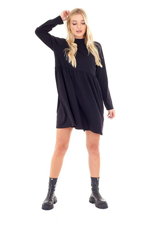 Long Sleeve Mini Length Smock Dress