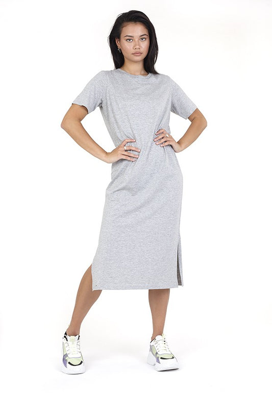 Grey Marl Crew Neck Maxi T-Shirt Dress