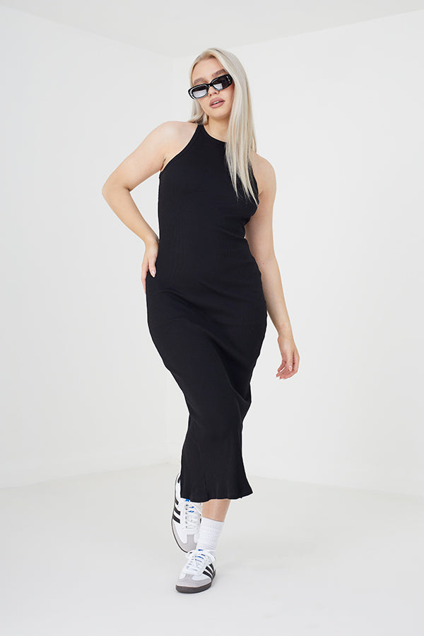 Sleeveless Ribbed Midi Dress