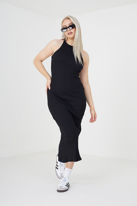 Sleeveless Ribbed Midi Dress