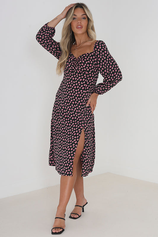 Gathered Bust Midi Dress