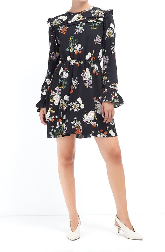Floral Print Ruffle Detail Dress