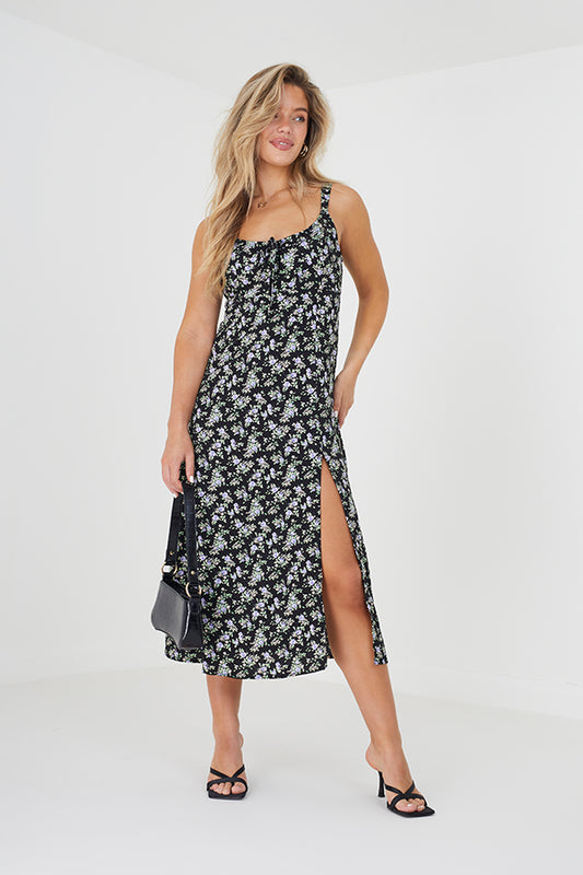 Floral Print Tie Front Dress