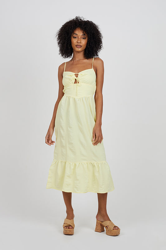 Tie Bust Textured Stray Dress