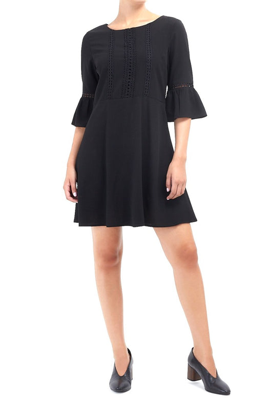 Crochet Trim Half Flared Sleeve Dress