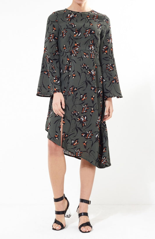 Asymmetric Hem Floral Print Dress
