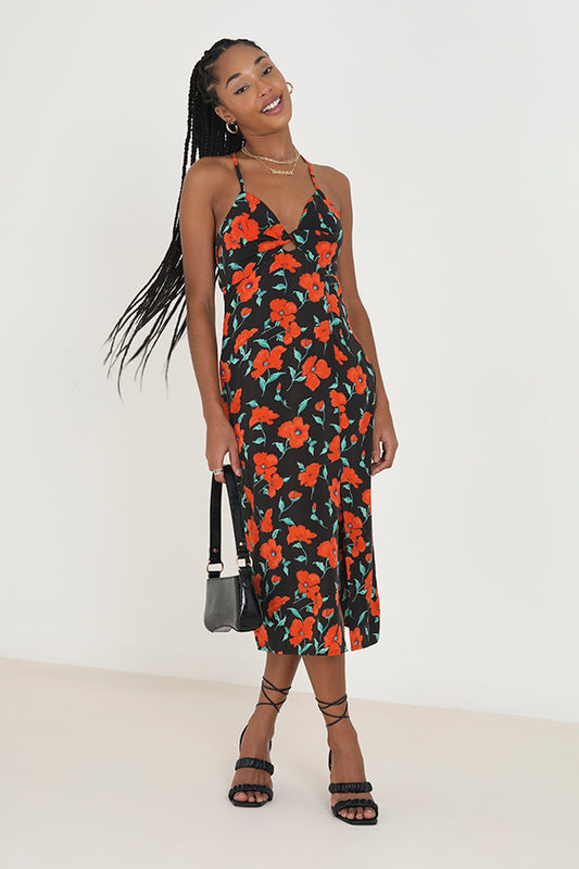 Poy Print Stray Midi Dress