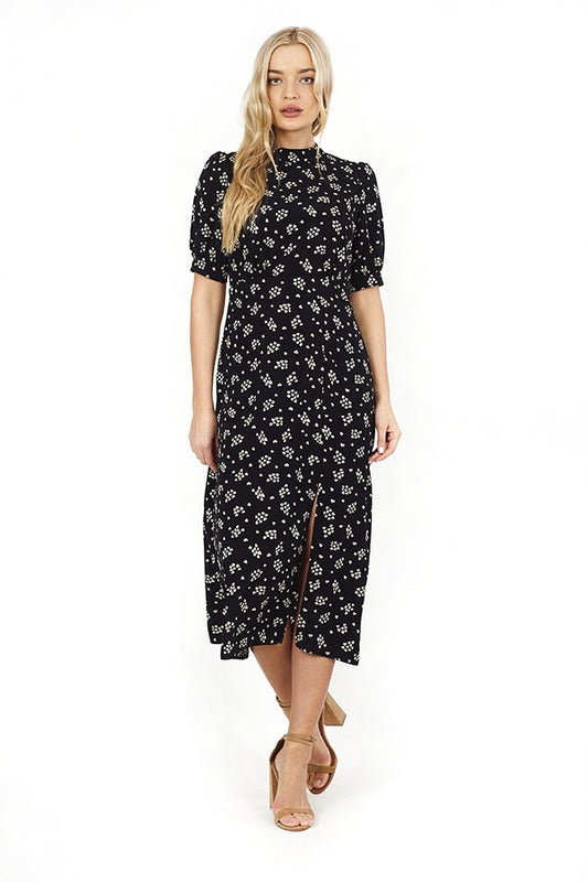 All Over Monochrome Print Short Sleeve Dress