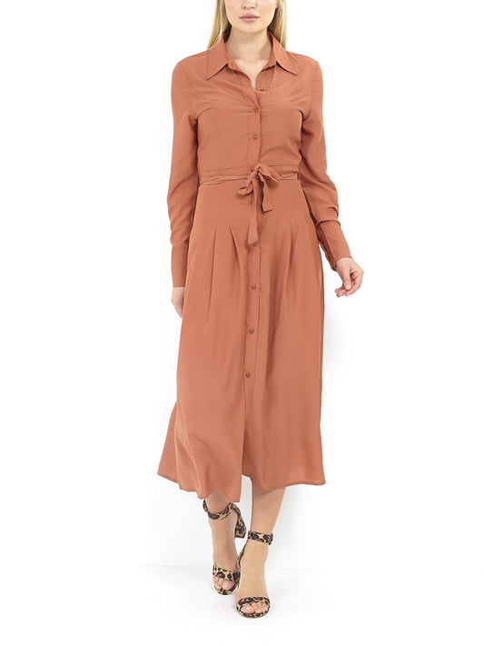 Utility Style Belted Maxi Shirt Dress