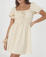 Brave Soul Puff Sleeve Smock Dress With Hair Scrunchie