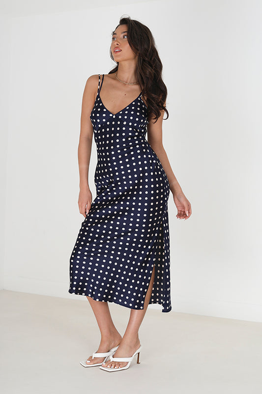 V-Neck Printed Stray Slip Dress