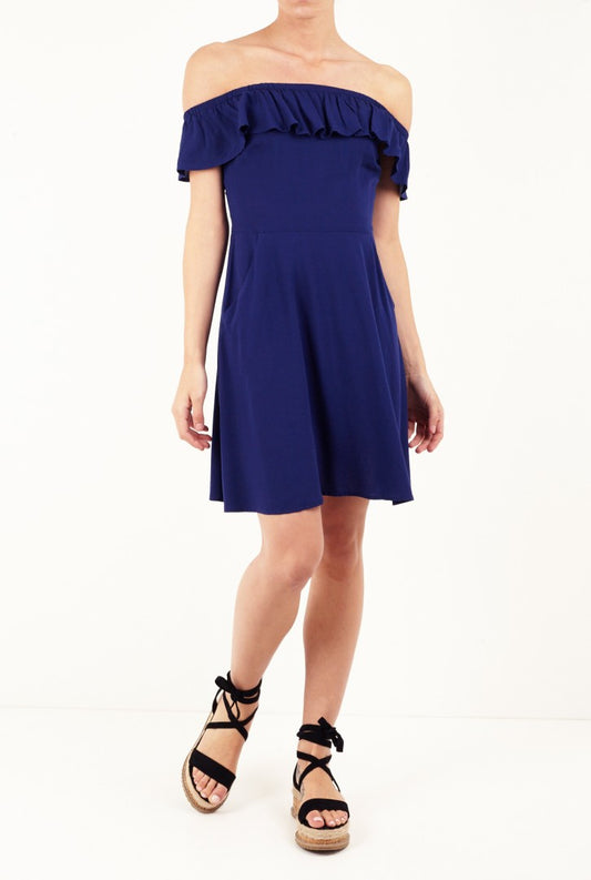 Aruba Frill Panel Bardot Dress
