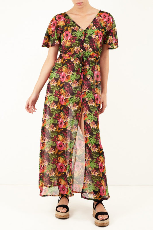 Lottie Tropical Print Maxi Beach Dress
