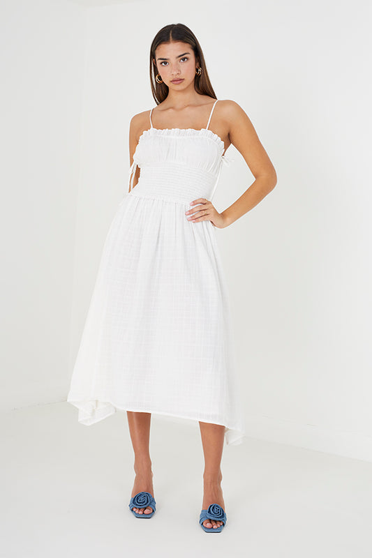 Stray Shirring Midi Dress